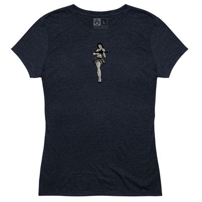 Hula Girl Tri-Blend Women's T-Shirt Navy 2X-Large