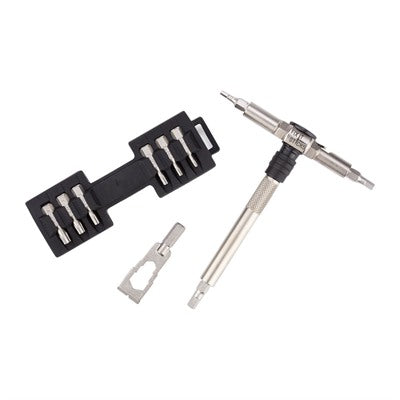 Compact Locking Hex Ratchet Drive with 15 Bits and Bracket