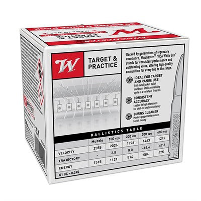 Winchester USA White Box 7.62x39mm 123 grain Full Metal Jacket ammunition