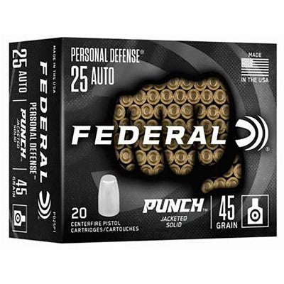 Federal Personal Defense Punch Punch Hollow Point 45 Grain .25 ACP