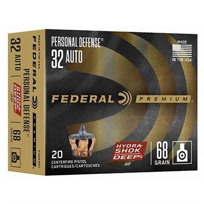 Federal Personal Defense Hydra-Shok Jacketed Hollow Point 68 Grain .32 ACP