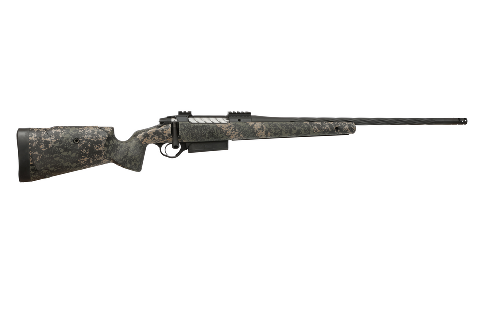 Seekins Precision 0011710249-F Havak PH3 7mm Rem Mag 22" Black Fluted Threaded Barrel, Black Picatinny Rail Steel Receiver, Adj Cheek Riser Woodland Shadow Synthetic Stock