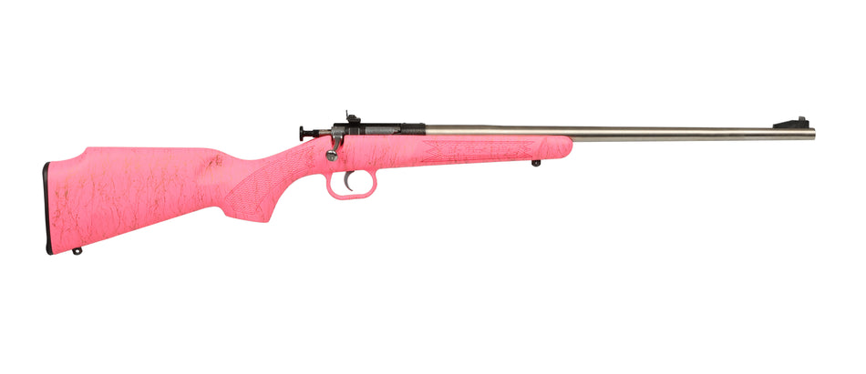 Crickett KSA2441 Gen2 Youth 22 LR 1rd 16.13" Stainless Single Shot Barrel, Stainless Steel Receiver, Pink w/Gold Webbing Fixed Synthetic Stock