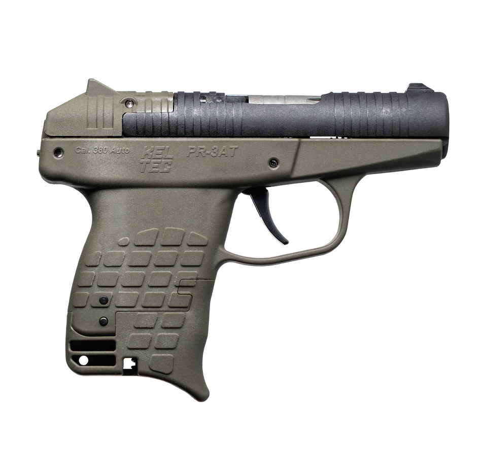 Kel-Tec PR3ATGRN PR-3AT Compact Frame 380 ACP 13+1 2.85" Black Rotating Barrel Shroud, Green Polymer Frame