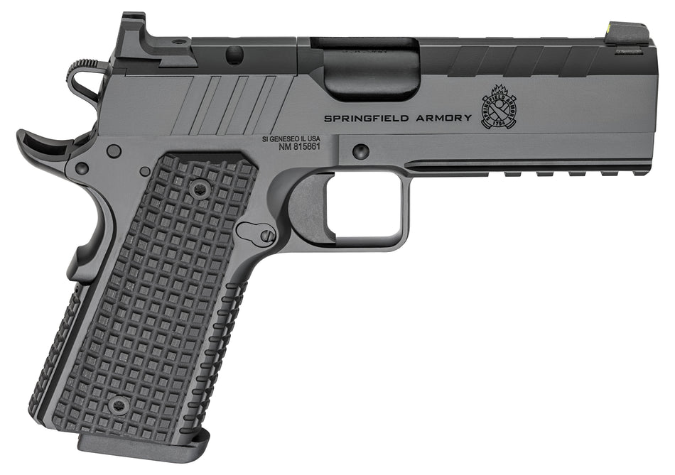 Springfield Armory PX9227LAOS 1911 Emissary 9mm 9+1 4.25" Stainless Steel Barrel Optic Ready Black Carbon Steel Slide VZ Grips Thin-Line G10 Grip