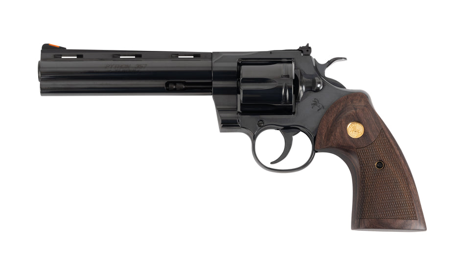 Colt Mfg PYTHONBP6WTS Python Target 357 Mag/38 Special 6 Shot 6" Matte Black Carbon Steel Recessed Target Vent Rib Barrel, Cylinder & Frame, Walnut w/Medallion Grip, Exposed Hammer