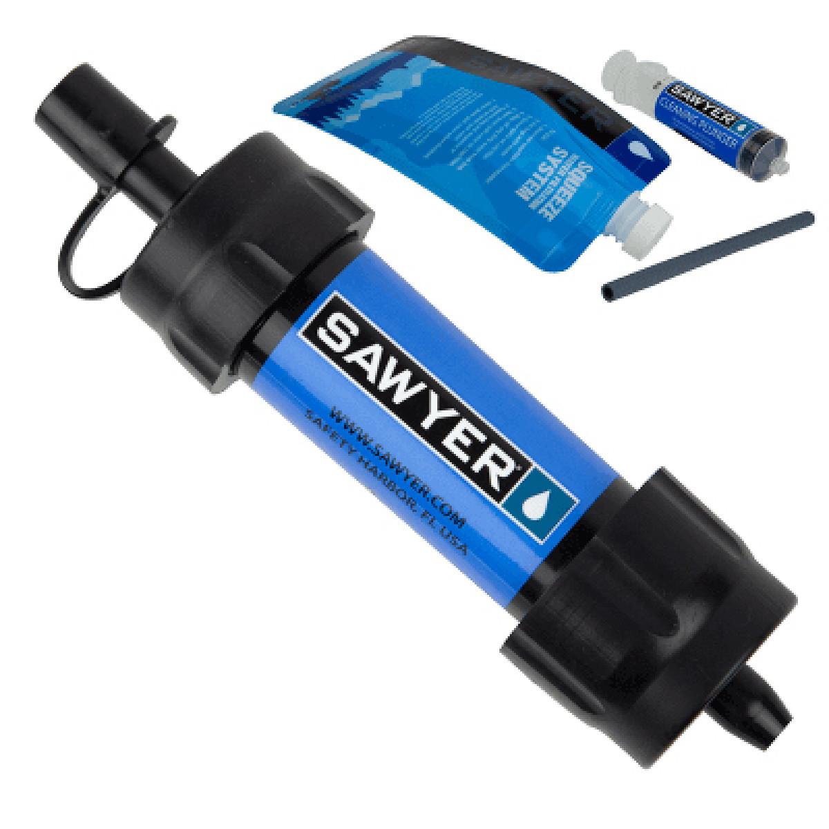 Sawyer MINI Blue Water Filter System 0.1 Micron Removes Bacteria and Protozoa
