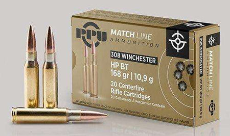 PPU PPM3082 308 Win 168 gr Match Rifle Hollow Point Boat-Tail (HPBT) 20 Rounds Per Box