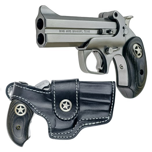 Bond Arms BARII Ranger II 45 Colt (LC) 2rd 4.25" Stainless Barrels & Frame, Automatic Extractors & Rebounding Hammer, Blade Front/Fixed Rear Sights, Black Ash Grip w/Integrated Texas Ranger Star, Manu