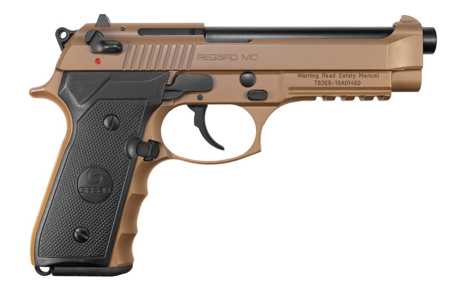 Girsan 390084 Regard MC 9mm Luger Caliber with 4.90" Barrel, 18+1 Capacity, Overall Flat Dark Earth Finish, Aluminum Picatinny Rail Frame, Serrated Steel Slide & Finger Grooved Black Polymer Grip