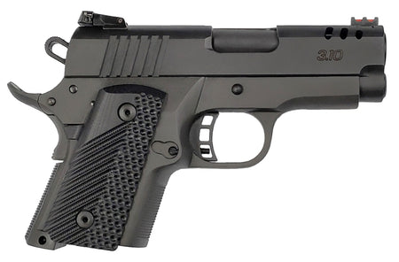Rock Island 56639 BBR Compact 9mm Luger 10+1., 3.10" Black Steel Barrel, Black Parkerized Serrated Steel Slide, Black Parkerized Steel Frame w/Beavertail, Black G10 Grip