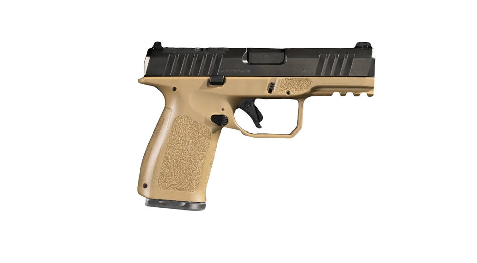 Rost Martin RM1CFDEOSP10CA RM1C *CA Compliant 9mm Luger 10+1 4" Black Steel Barrel, Black Tenifer Optic Ready/Serrated Steel Slide, Flat Dark Earth Polymer Frame w/Picatinny Rail, Textured Grip