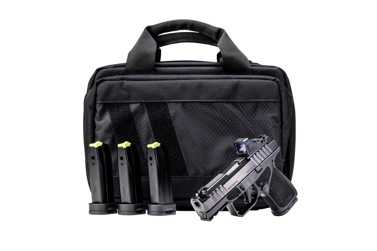 Rost Martin RM1SBLKOSP(COMP)SPL RM1S Comp Bundle 9mm Luger 12+1 15rd 3.60" Compensated Barrel, Black Nitron Steel Integrated Compensator/Serrated w/Optic Slide, Black Polymer Frame w/Picatinny Rail, T