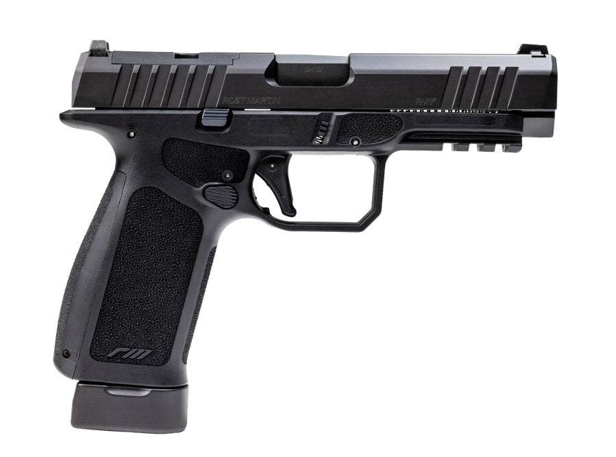 Rost Martin RM1FBLKOSP10CA RM1F 9mm Luger 10+1 4.50" Black Match Grade Barrel, Black Nitron Steel Optic Ready/Serrated Slide, Black Polymer Frame w/Picatinny Rail, RMR Footprint, Ambidextrous