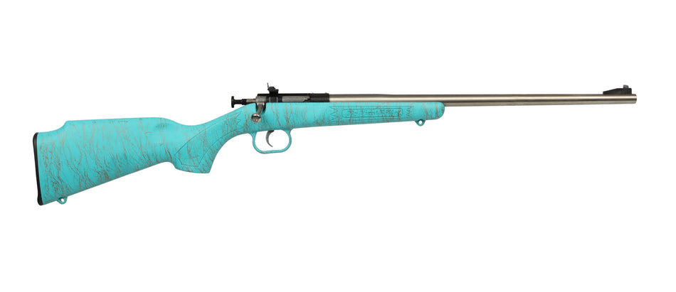 Crickett KSA2446 Gen2 Youth 22 LR 1rd 16.13" Stainless Single Shot Barrel, Stainless Steel Receiver, Blue w/Gold Webbing Fixed Synthetic Stock