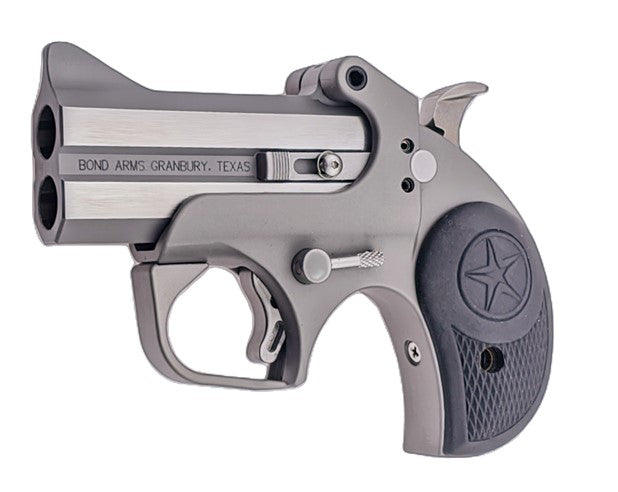 Bond Arms BARW Rowdy 45 Colt (LC)/410 Gauge 2rd 3" Polished Stainless Steel Double Barrel & Bead Blasted Frame, Auto Extractor & Rebounding Hammer, Blade Front/Fixed Rear Sights, Rubber Grip, Manual