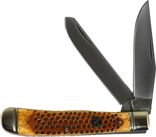 ABKT Roper Pit Viper Trapper Folding Knife 3.25" Carbon Blade Jigged Bone