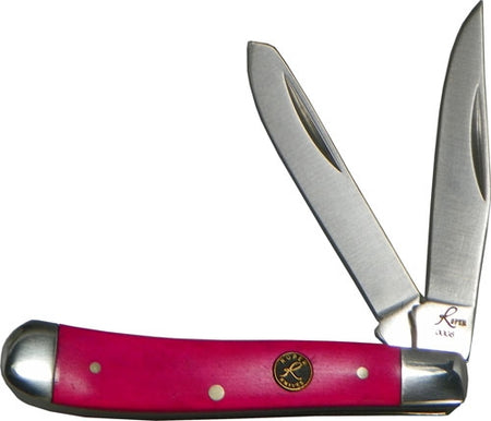 ABKT Roper Pink Sky Peanut 2-Blade Folding Knife Pink Bone w/ Antique Shield