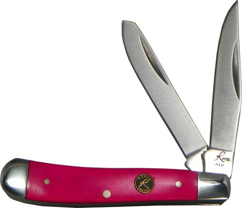 ABKT Roper Pink Sky Peanut 2-Blade Folding Knife Pink Bone w/ Antique Shield