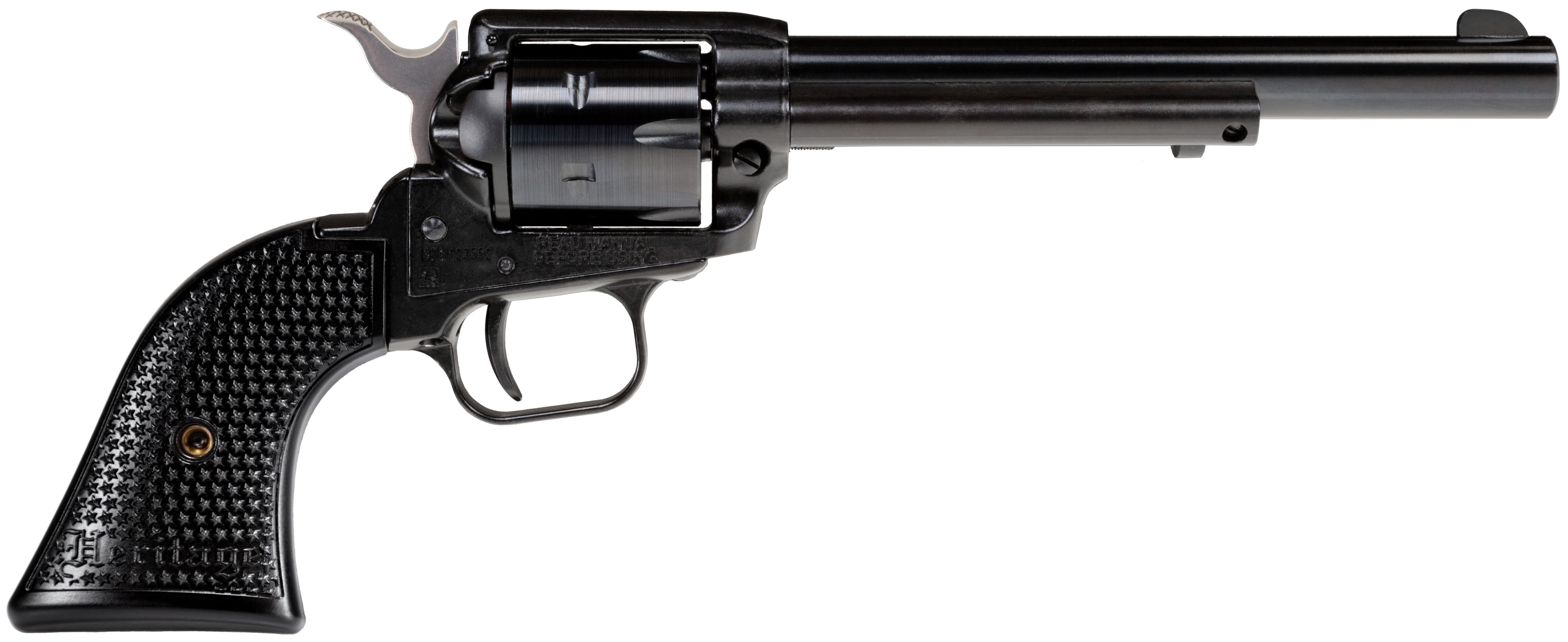 Heritage Mfg RR22B6PG Rough Rider 22 LR 6 Shot, 6.50" Black Steel Barrel, Black Zinc Alloy Frame, Black Cylinder, Black Polymer Grip, Hammer/Thumb Safety, Exposed Hammer