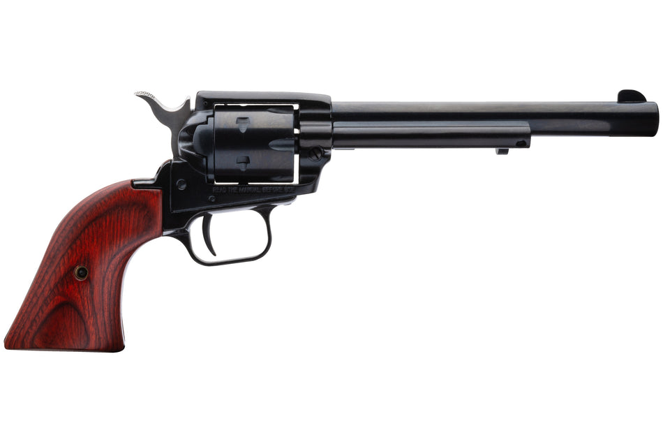 Heritage Mfg RR22B6 Rough Rider 22 LR 6 Shot, 6.50" Black Steel Barrel, Black Zinc Alloy Frame, Black Cylinder, Cocobolo Grip, Hammer/Thumb Safety, Exposed Hammer