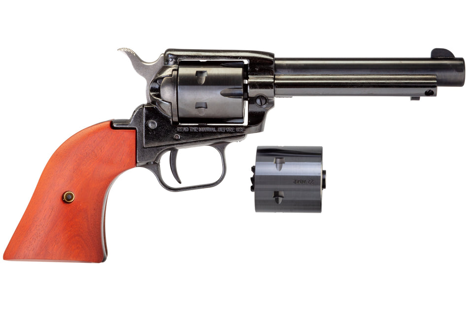 Heritage Mfg RR22MB4 Rough Rider 22 LR 22 WMR 6 Shot, 4.75" Black Steel Barrel, Black Zinc Alloy Frame, Black Cylinder, Cocobolo Grip, Hammer/Thumb Safety, Exposed Hammer