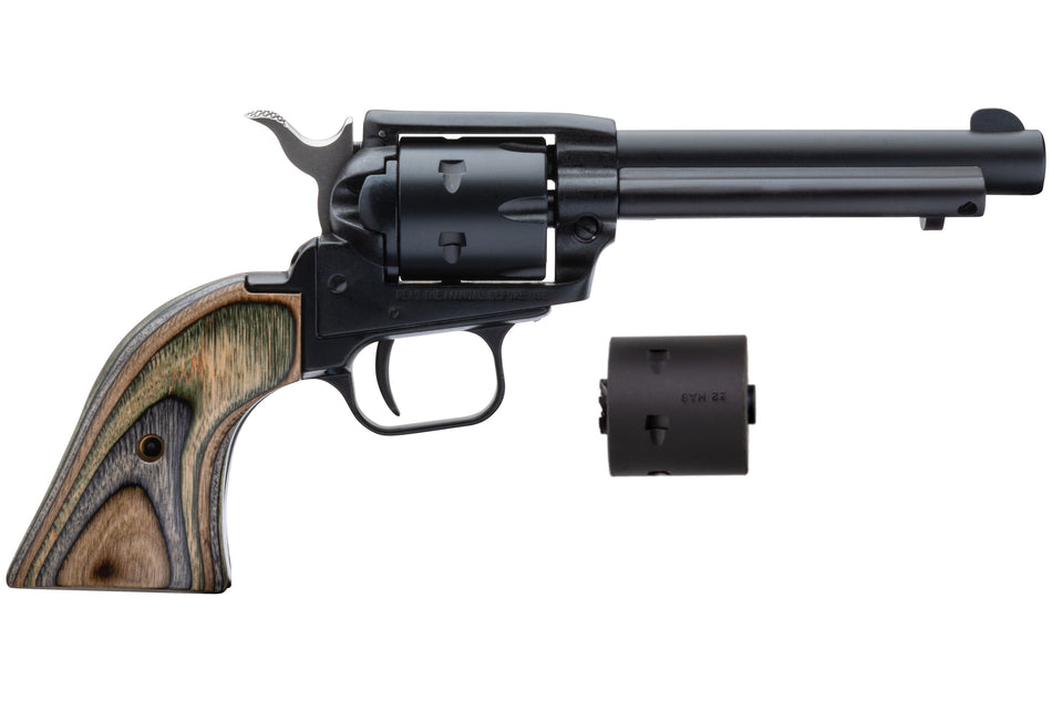 Heritage Mfg RR22MBS4 Rough Rider 22 LR 22 WMR 6 Shot 4.75" Black Satin Barrel, Cylinder & Frame, Camo Laminate Grips