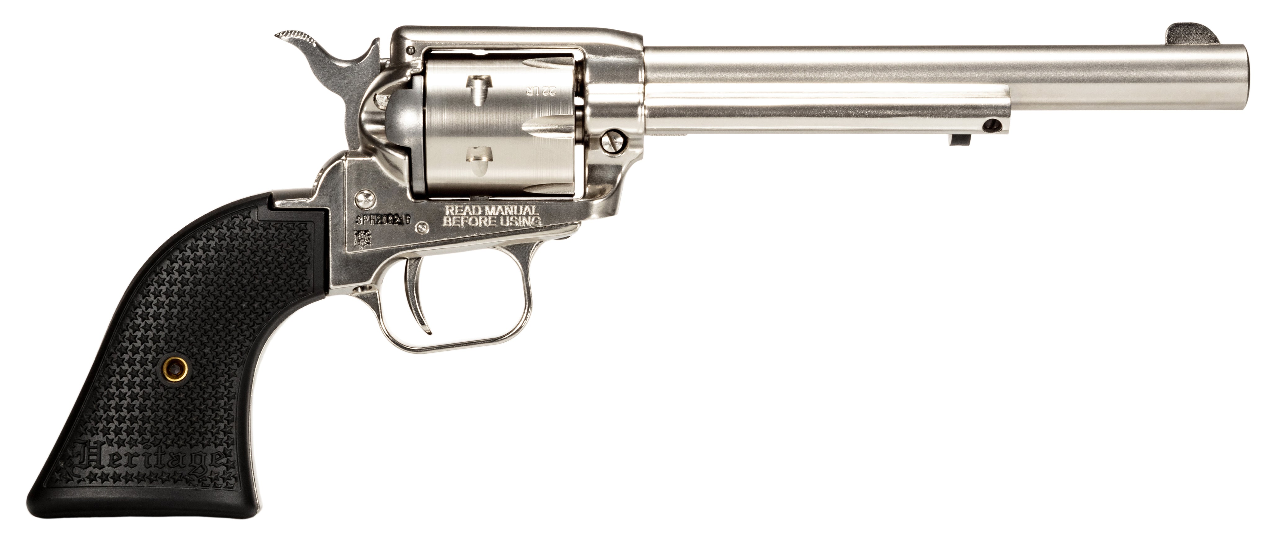 Heritage Mfg RR22NI6 Rough Rider 22 LR 6rd 6.50" Nickel Steel Barrel, Nickel Aluminum Frame, Matte Nickel Cylinder, Black Polystar Grip, Hammer/Thumb Safety, Exposed Hammer