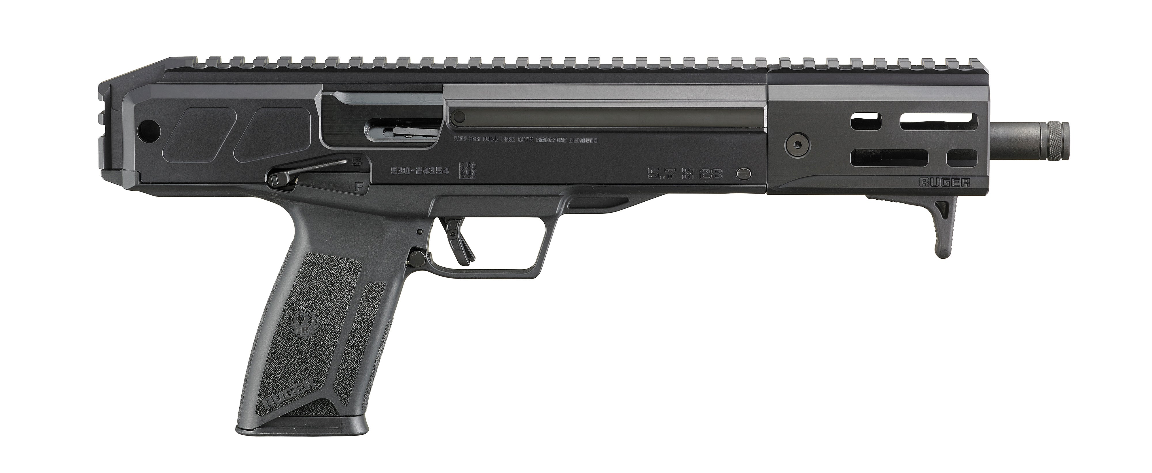 Ruger 19303 LC Charger 5.7x28mm 20+1 10.30" Black Nitride Steel Threaded Barrel, M-LOK Handguards, Black Hard Coat Anodized Picatinny Rail Receiver, Black Polymer Grips, Ambidextrous