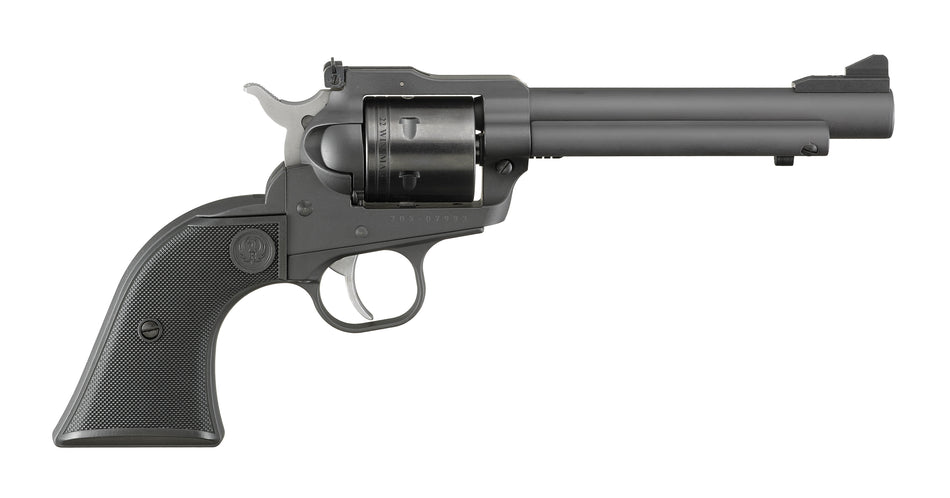 Ruger 2032 Super Wrangler 22 LR/22 WMR 6 Shot 5.50" Black Cerakote Steel Barrel & Frame, Black Cylinder, Black Checkered Polymer Grip, Transfer Bar Safety, Exposed Hammer