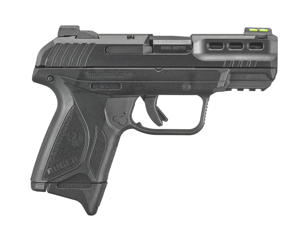 Ruger 3839 Security-380 380 ACP 10+1/15+1 3.42" Black Oxide Barrel, Black Serrated Steel Slide, Black Polymer Frame w/Accessory Rail, Black Polymer Grips