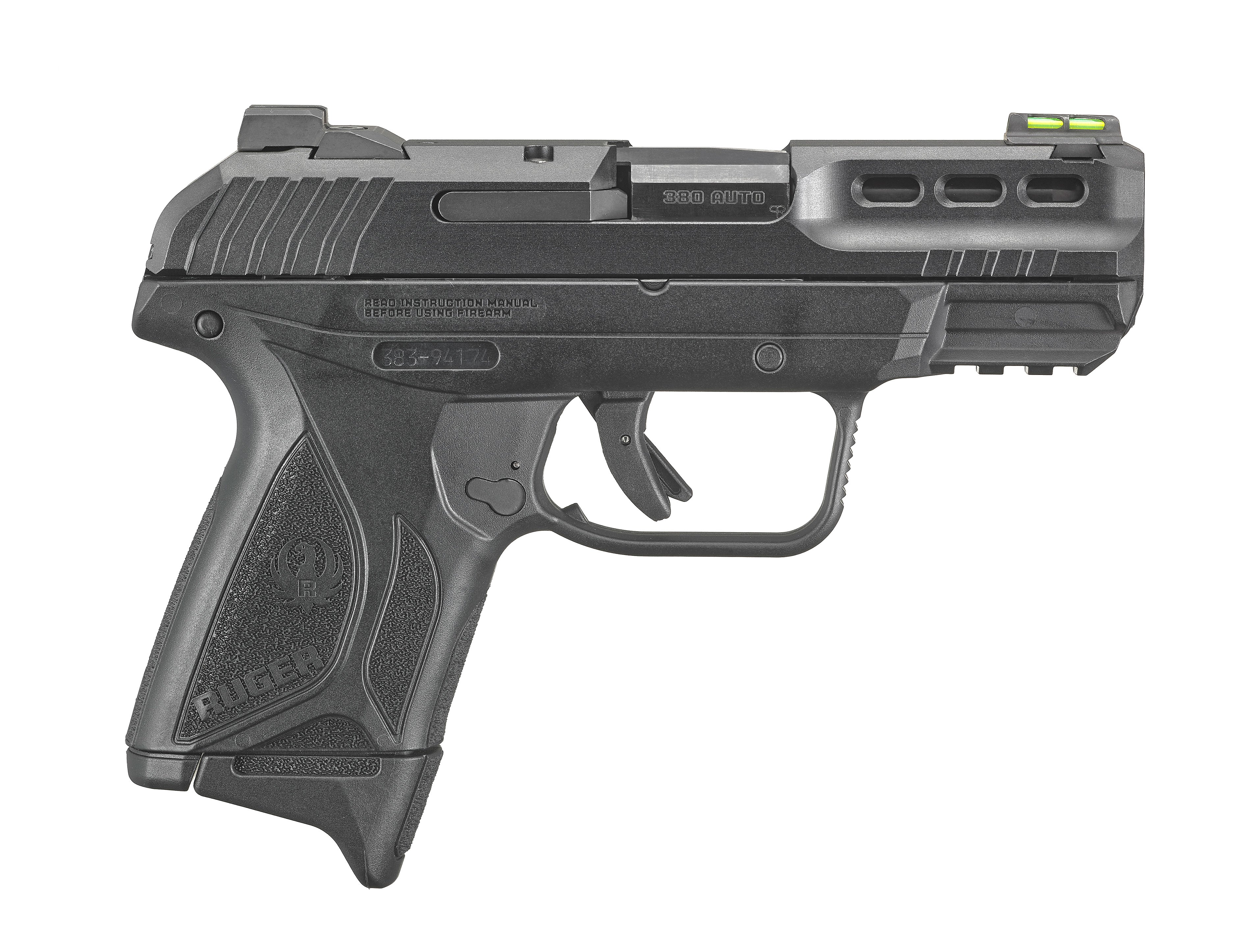 Ruger 3839 Security-380 380 ACP 10+1/15+1 3.42" Black Oxide Barrel, Black Serrated Steel Slide, Black Polymer Frame w/Accessory Rail, Black Polymer Grips