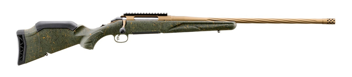 Ruger 46946 American II Predator Full Size 6.5 PRC 3+1 22" Burnt Bronze Cerakote Spiral Fluted Threaded Barrel & Alloy Steel Receiver w/Picatinny Rail, Green Splatter Adj LOP Synthetic Stock