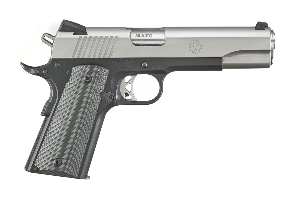 Ruger 6792 SR1911 Full Size 45 ACP 8+1 5" Stainless Steel Barrel, Matte Stainless Serrated Slide, Satin Aluminum Frame w/Beavertail Black Anodized Aluminum Grips Right Hand