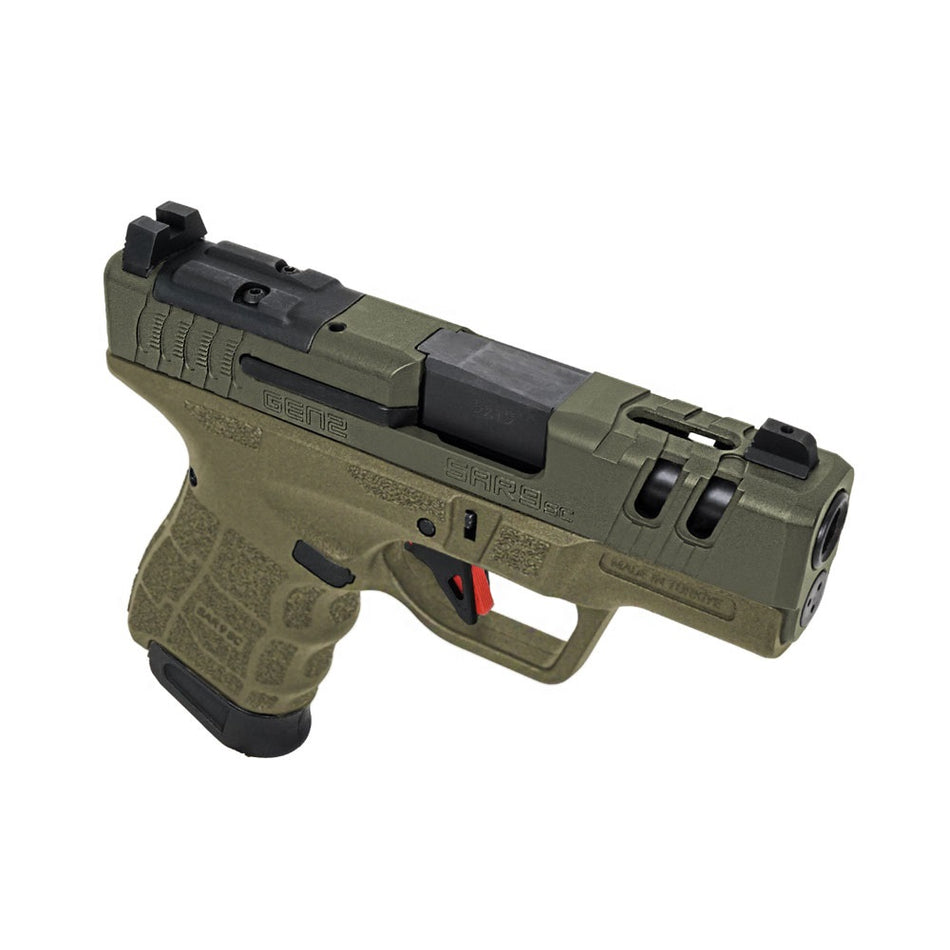 SAR USA SAR9SCG2OD SAR9 SC Gen2 Sub-Compact Frame 9mm Luger 15+1 3.30" Black Steel Barrel, OD Green Cerakote Steel Optic Ready/Ported/Serrated Slide, OD Green Polymer Frame, OD Green Polymer Grip