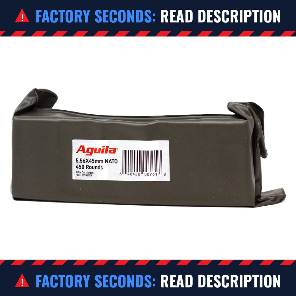 Aguila 5.56x45mm M193 55gr FMJ 3164fps – Factory Seconds Read Description