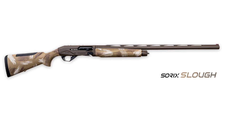 Weatherby XSL1228SMG Sorix Full Size 12 Gauge Semi-Auto 3.50" 2+1 28" Burnt Bronze Cerakote Vent Rib Barrel & Drilled & Tapped Steel Receiver, Slough Camo Synthetic Stock w/Adj Shim, Ambidextrous
