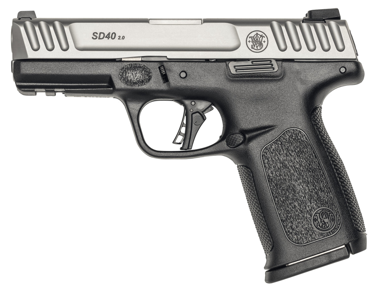 Smith & Wesson 13936 SD40 2.0 Compact Frame 40 S&W 14+1 4" Stainless Steel Barrel, Satin Serrated Stainless Steel Slide, Black Polymer Frame w/Picatinny Rail, Textured Grip