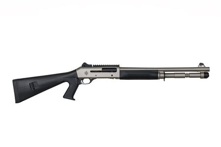 MAC 21000153 1014 Marine 12 Gauge 3" 5+1 18.50", Electroless Nickel Barrel/Rec, Synthetic Furniture, Fixed Pistol Grip Stock, Ghost Ring Sight, Optics Mount, 3 Chokes