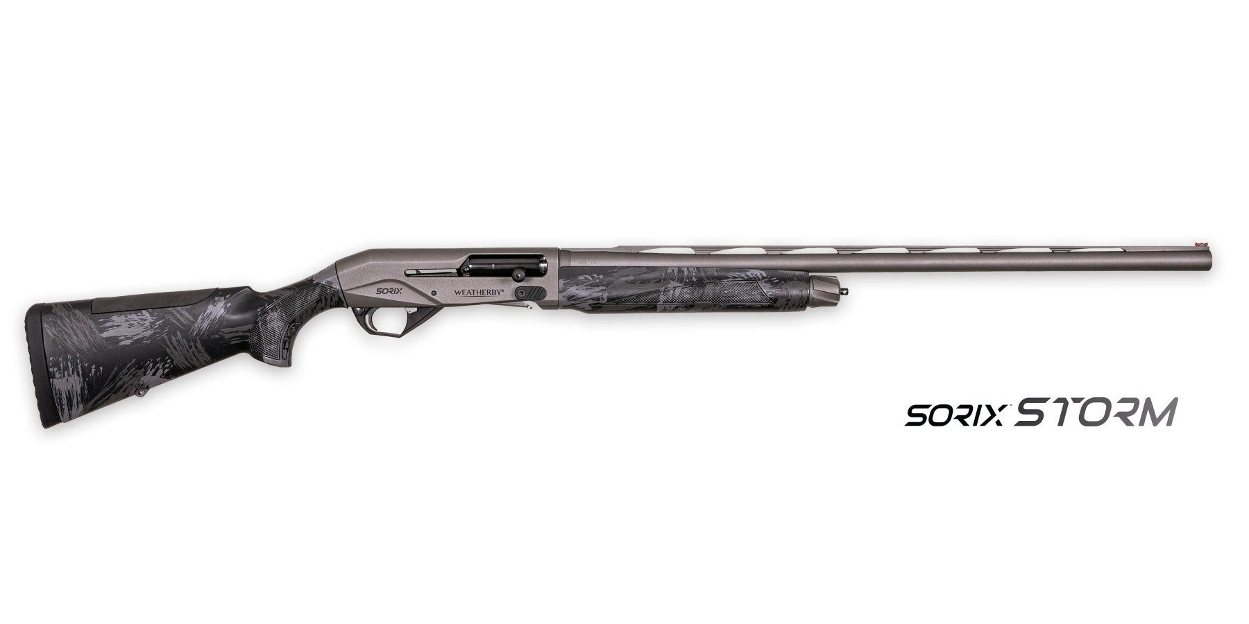 Weatherby XST1228SMG Sorix Full Size 12 Gauge Semi-Auto 3.50" 2+1 28" Gray Cerakote Vent Rib Barrel & Drilled & Tapped Steel Receiver, Storm Camo Synthetic Stock w/Adj Shim, Ambidextrous