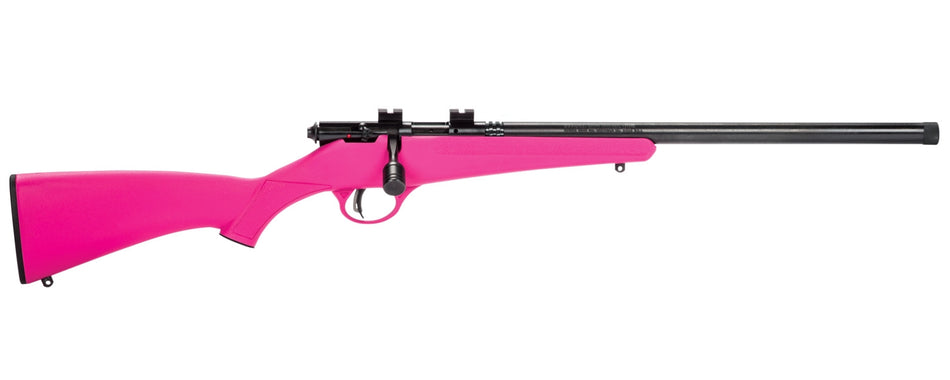 Savage Arms 13835 Rascal FLV-SR Youth 22 LR 1rd 16.12" Matte Blued Heavy Barrel, Matte Blued Carbon Steel Receiver, Pink Synthetic Stock, Right Hand