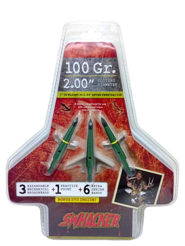 Swhacker 2-Blade 2" Cut 100 Grain Broadhead 3-Pack with Practice Head