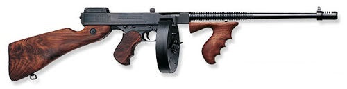 Thompson T150D 1927A-1 Deluxe 45 ACP Caliber with 16.50" Barrel, 20+1 Capacity (Stick), 50+1 Capacity (Drum), Blued Metal Finish, American Walnut Stock Wood Grip Right Hand