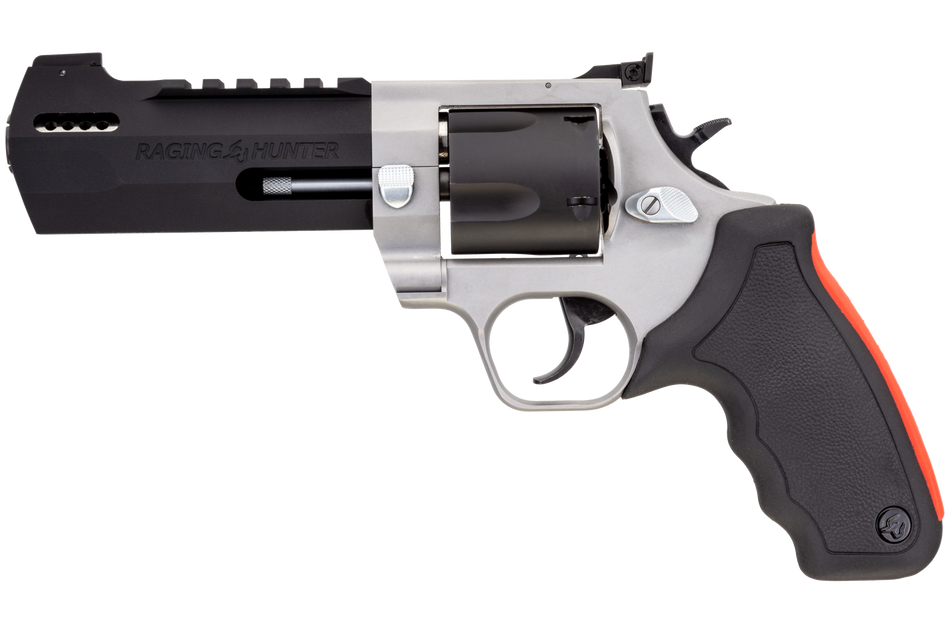Taurus 2500055RH Raging Hunter Large Frame 500 S&W Mag 5rd 5.12" Matte Black Ported/Target Crown Barrel, Matte Black Oxide Cylinder, Matte Stainless Stainless Steel Frame, Black Rubber Grip