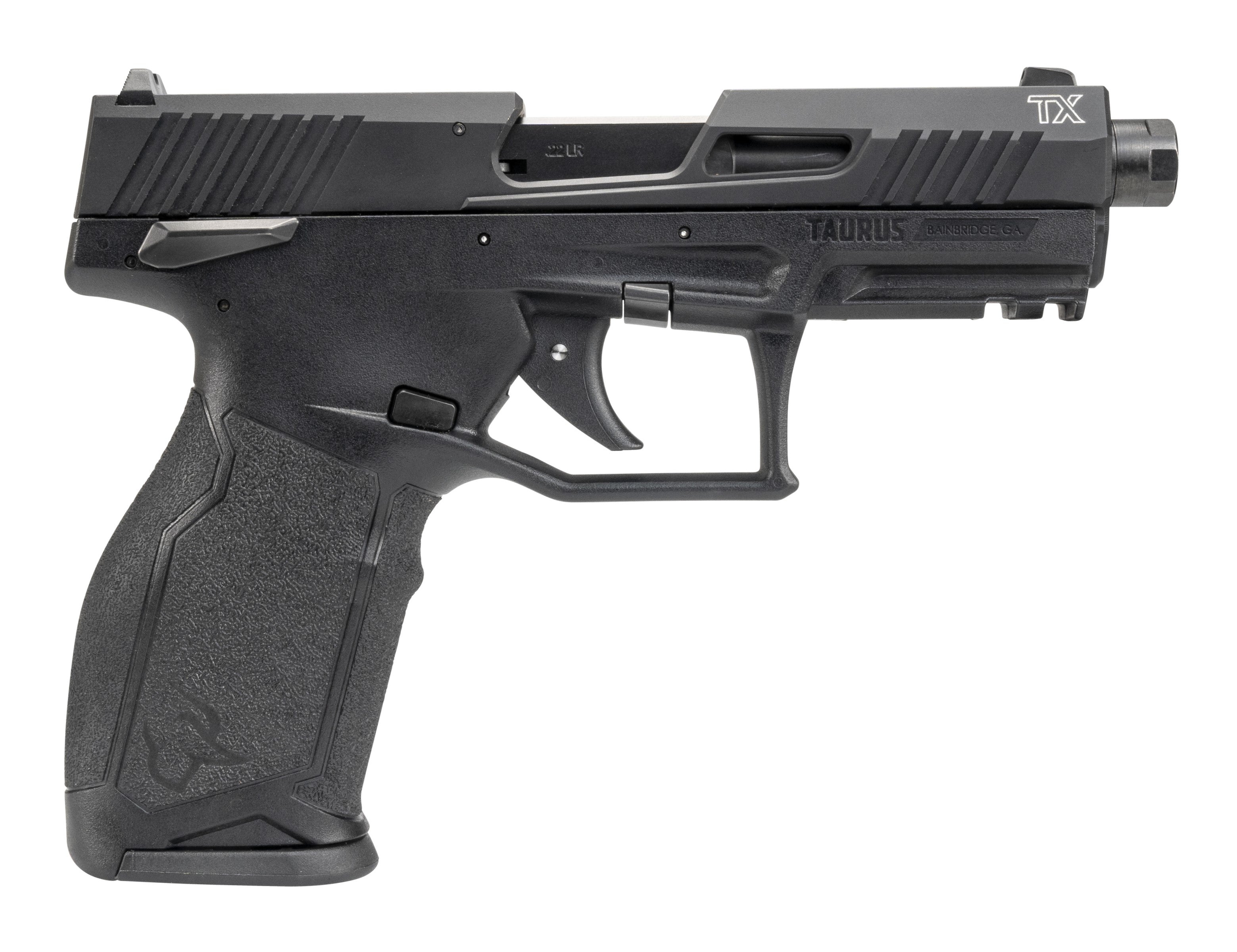 Taurus 12TX22141 TX22 Gen 2 Full Size Frame 22 LR 16+1/22+1 4.60" Matte Black Threaded Barrel, Black Hard Coat Anodized Serrated Slide, Adjustable Rear Sight, Black Polymer Frame w/Picatinny Rail