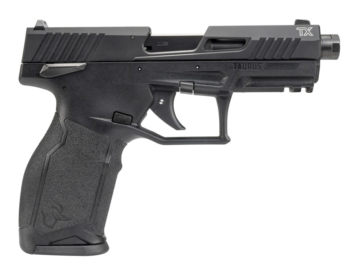 Taurus 1-2TX22141-15 2TX Full Size Frame 22 LR 15+1 4.60" Matte Black Threaded Barrel, Black Anodized Serrated Slide, Matte Black Polymer Frame w/Picatinny Rail, Textured Grip