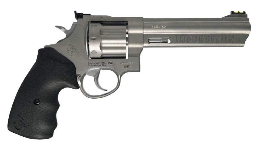 Taurus 2-608069CMP 608 Competition 357 Mag/38 Special +P 8 Shot 6" Matte Stainless Steel Barrel, Cylinder & Frame, Black Finger Grooved Grip, Transfer Bar Safety, Exposed Hammer
