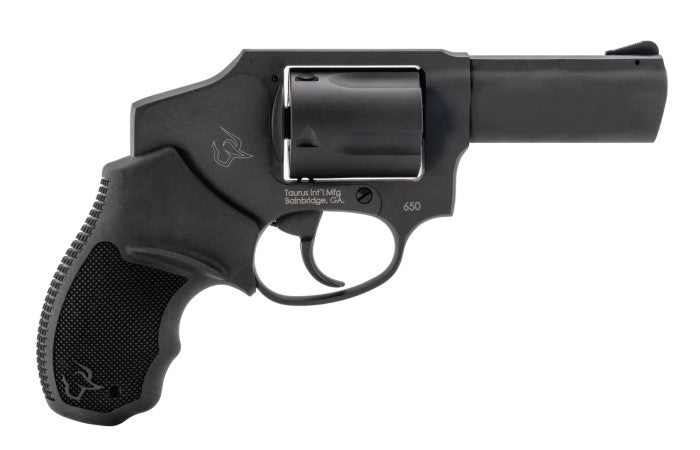 Taurus 2-650131 650 Small 357 Mag/38 Special +P 5 Shot 3" Matte Black Alloy Steel Barrel, Cylinder & Frame, Black Rubber Grip, Transfer Bar Safety, Concealed Hammer