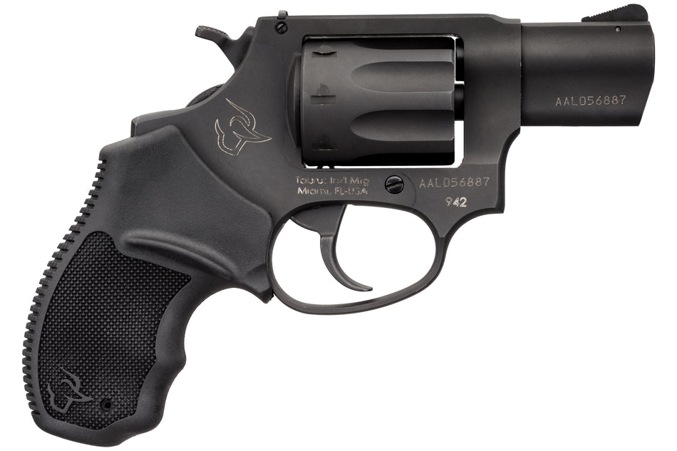 Taurus 2-942021 942 22 LR 8rd 2" Barrel, Overall Matte Black Finish Steel & Finger Grooved Black Polymer Grip