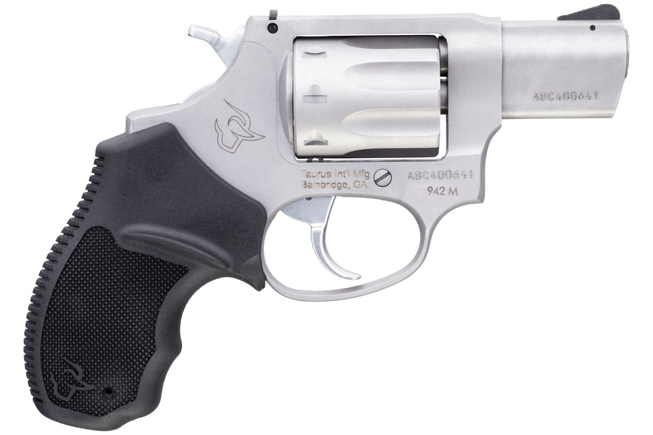 Taurus 2942M029 942 22 WMR 8rd 2" Barrel, Overall Matte Finish Stainless Steel & Finger Grooved Black Polymer Grip